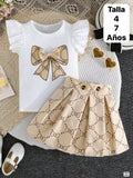 CONJUNTO DE FALDA BEIGE DE NIÑA