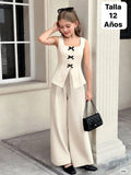 CONJUNTO DE PANTALONETA BEIGE DE NIÑA