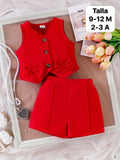 CONJUNTO ROJO DE SHORT DE NIÑA