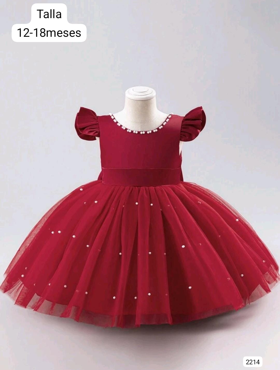 VESTIDO ROJO OCRE CON CHONGO DE NIÑA