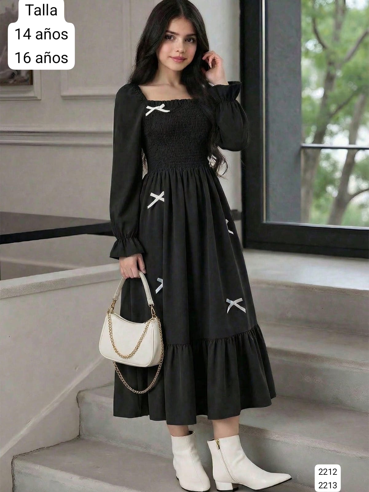 VESTIDO LARGO NEGRO DE NIÑA