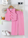 CONJUNTO DE PANTALONETA ROSA DE NIÑA