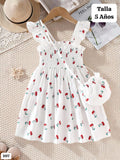 VESTIDO BLANCO CON CEREZA DE NIÑA + CARTERA