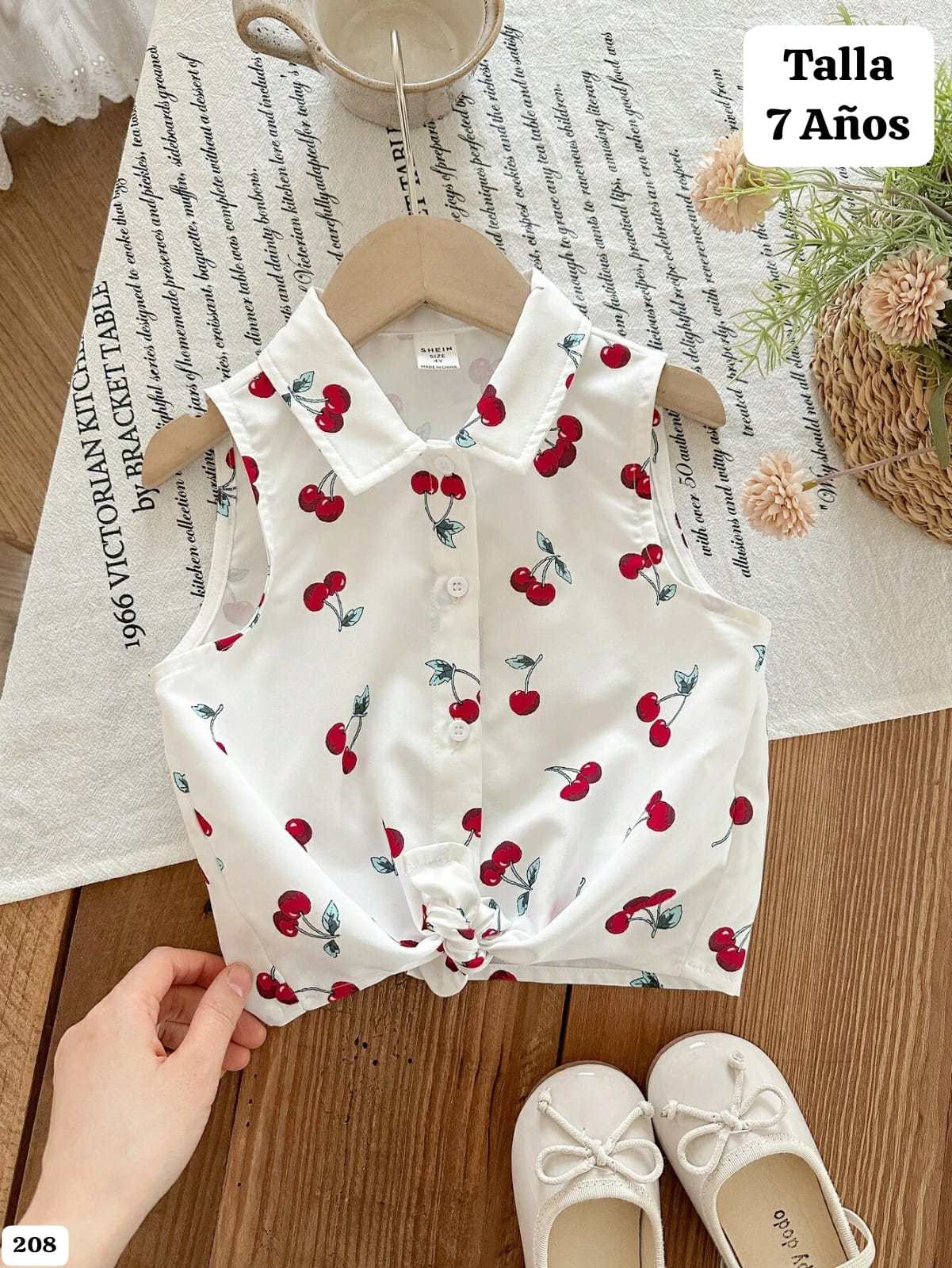 CAMISA BLANCA CON CEREZAS DE NIÑA