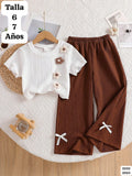 CONJUNTO DE PANTALONETA CAFÈ DE NIÑA