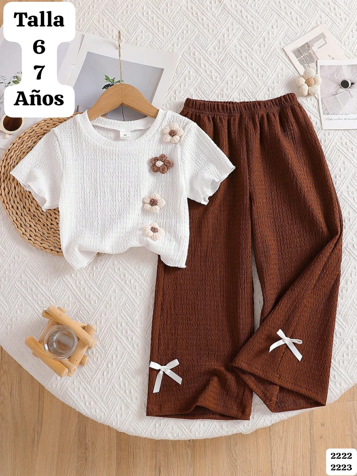 CONJUNTO DE PANTALONETA CAFÈ DE NIÑA
