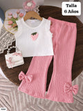 CONJUNTO DE PANTALONETA CAMPANA ROSA DE NIÑA