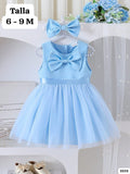 VESTIDO CELESTE DE NIÑA CON VINCHA