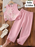 CONJUNTO DE PANTALONETA ROSA DE NIÑA