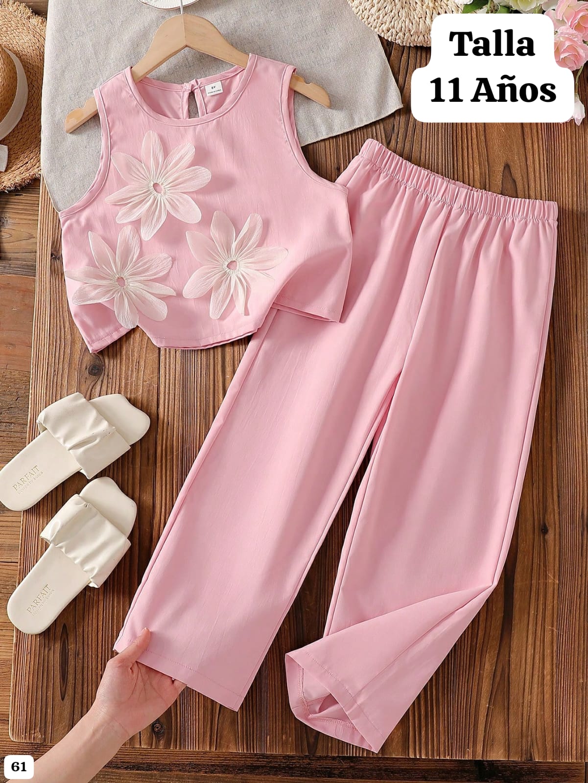 CONJUNTO DE PANTALONETA ROSA DE NIÑA