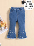 PANTALON CAMPANA CON PERLAS DE NIÑA