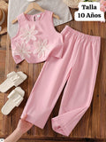 CONJUNTO DE PANTALONETA ROSA DE NIÑA