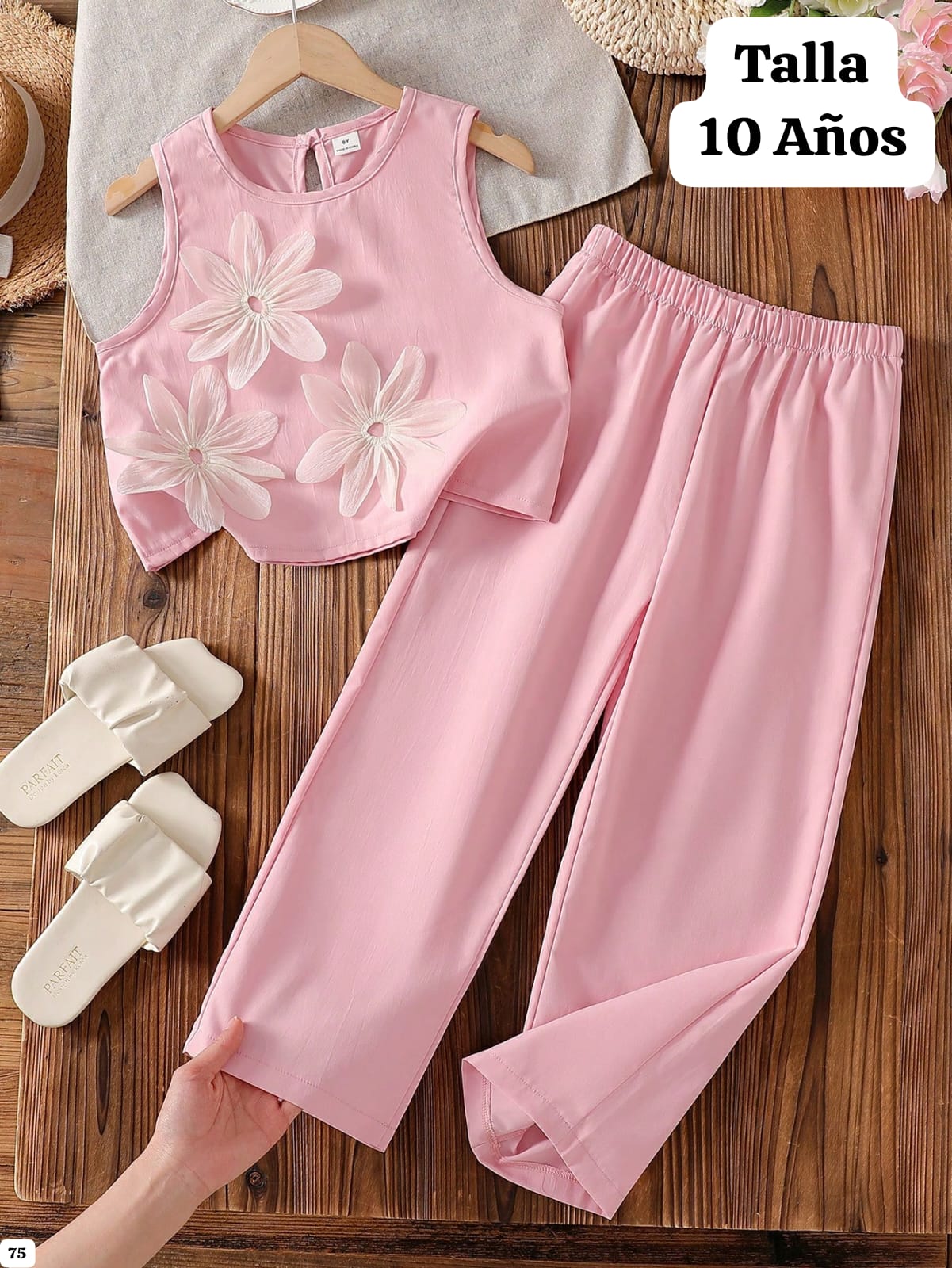 CONJUNTO DE PANTALONETA ROSA DE NIÑA
