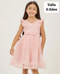 VESTIDO ROSA VIEJA CON BRILLOS DE CORAZON