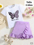 CONJUNTO DE FALDA MORADA DE NIÑA