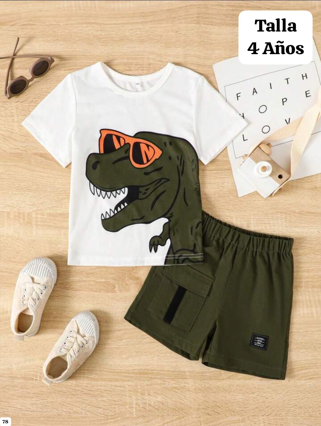 CONJUNTO DE SHORT DE DINOSAURIO DE NIÑO