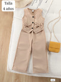 CONJUNTO DE PANTALONETA CAQUI DE NIÑA