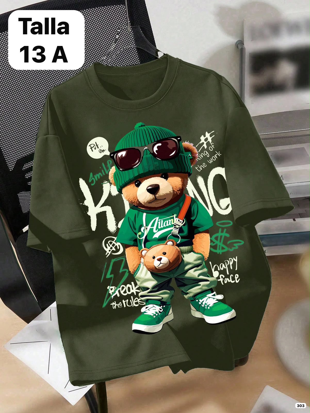 CAMISA VERDE CON OSO DE NIÑO