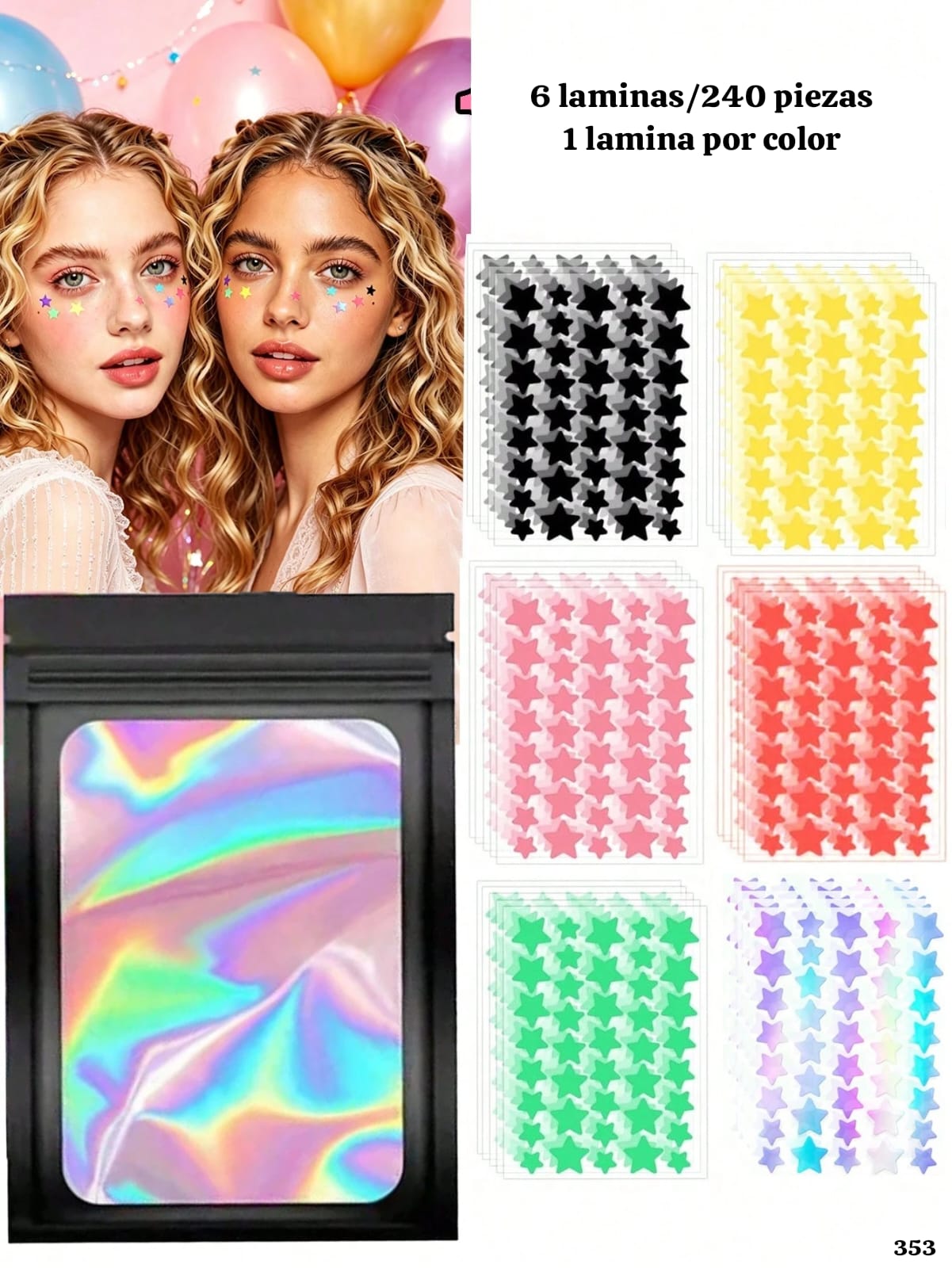 6 LAMINAS DE PARCHES DE VARIOS COLORES