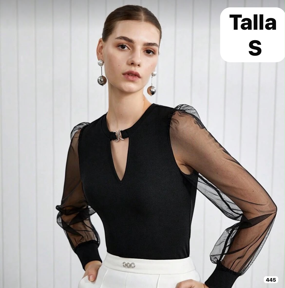 BLUSA MANGA LARGA NEGRA DE MUJER