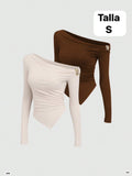 BLUSA MANGA LARGA CON DIJEN DE MUJER