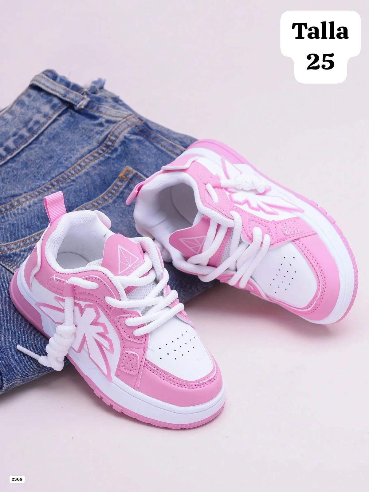TENIS ROSA Y BLANCO DE NIÑA TALLA 25