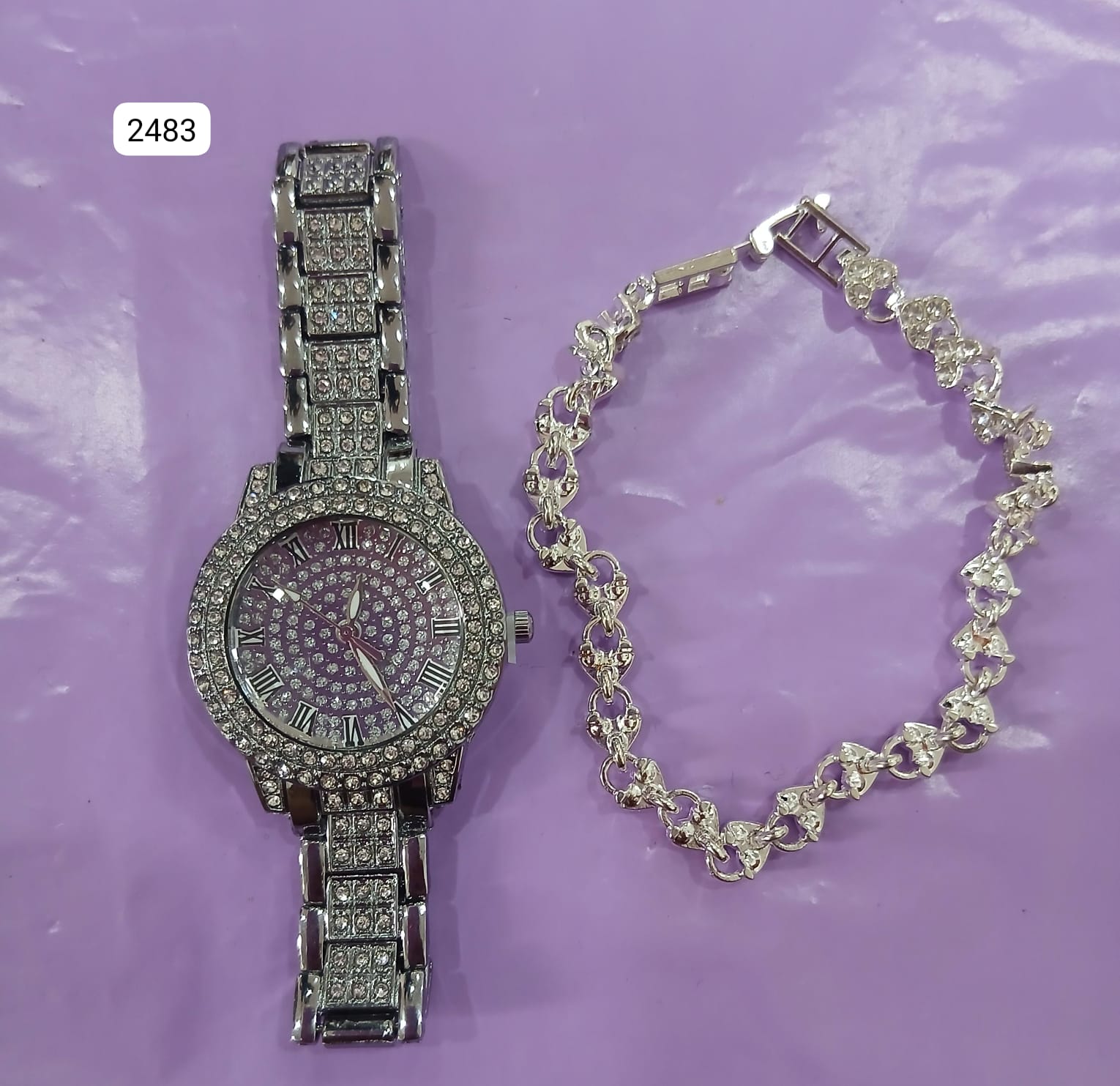 RELOJ + PULSERA PLATEADA DE DAMA
