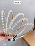 SET DE 5 DIADEMAS DE PERLAS