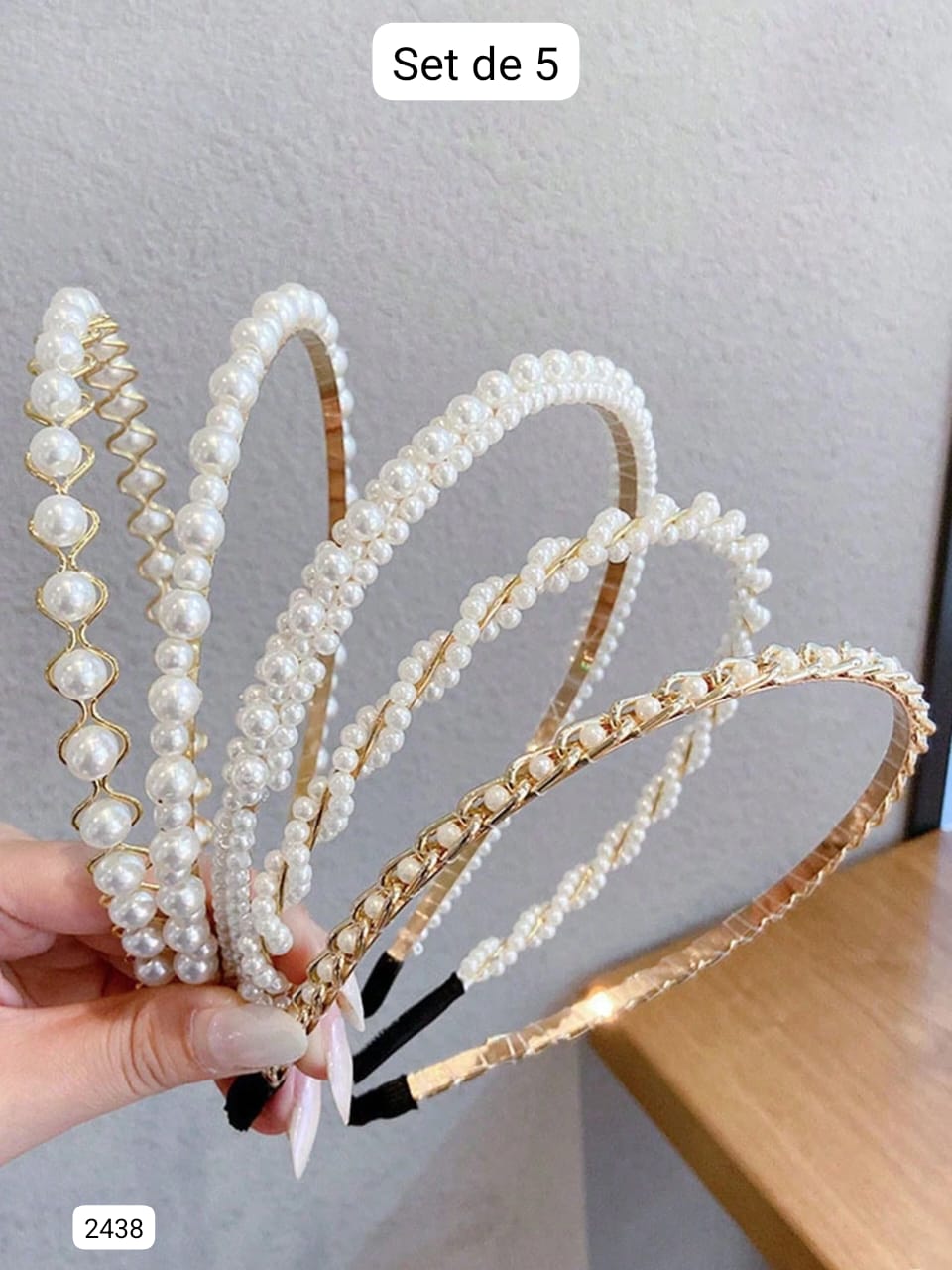 SET DE 5 DIADEMAS DE PERLAS