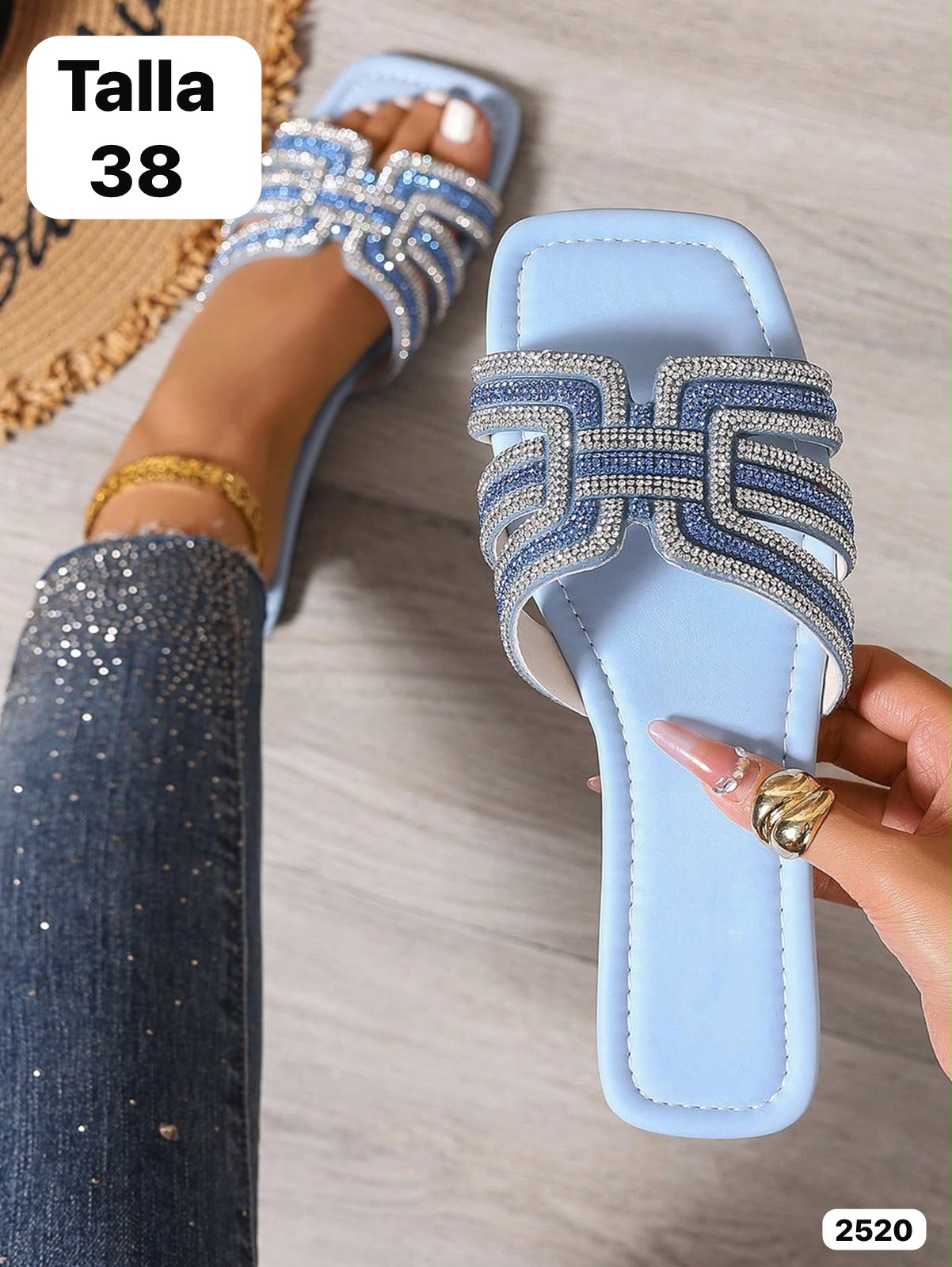 SANDALIAS CELESTE DE MUJER