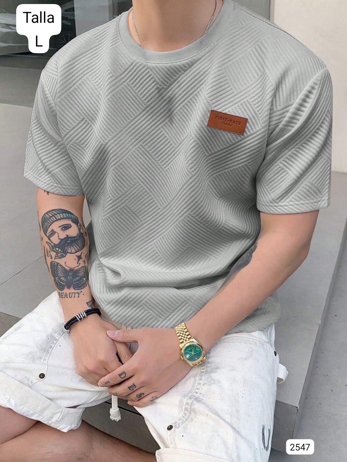 CAMISA GRIS MANGA CORTA DE HOMBRE