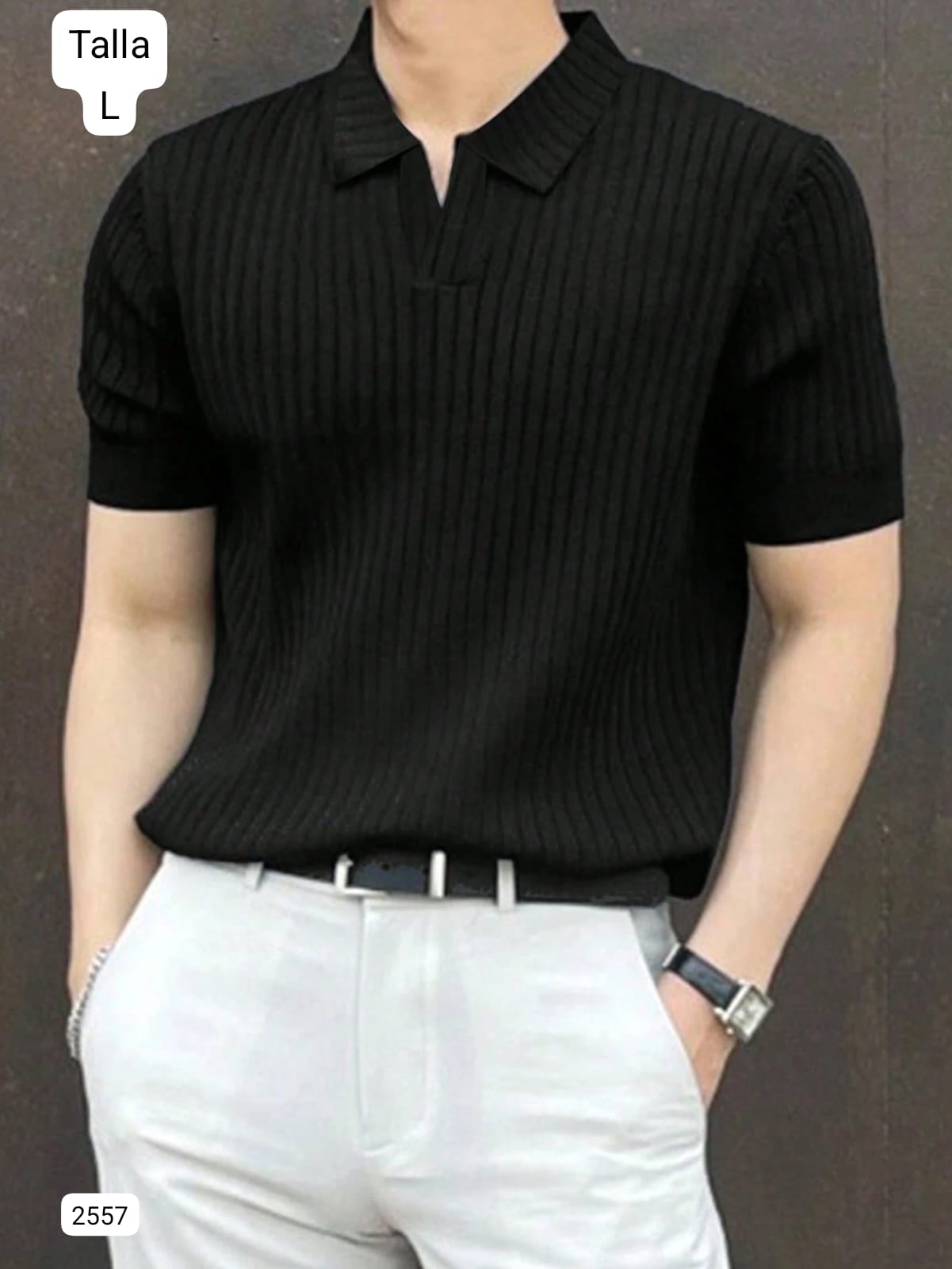CAMISA NEGRA 3 BOTONES DE HOMBRE