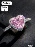 ANILLO DE COBRE CON CORAZÒN ROSA TALLA 8