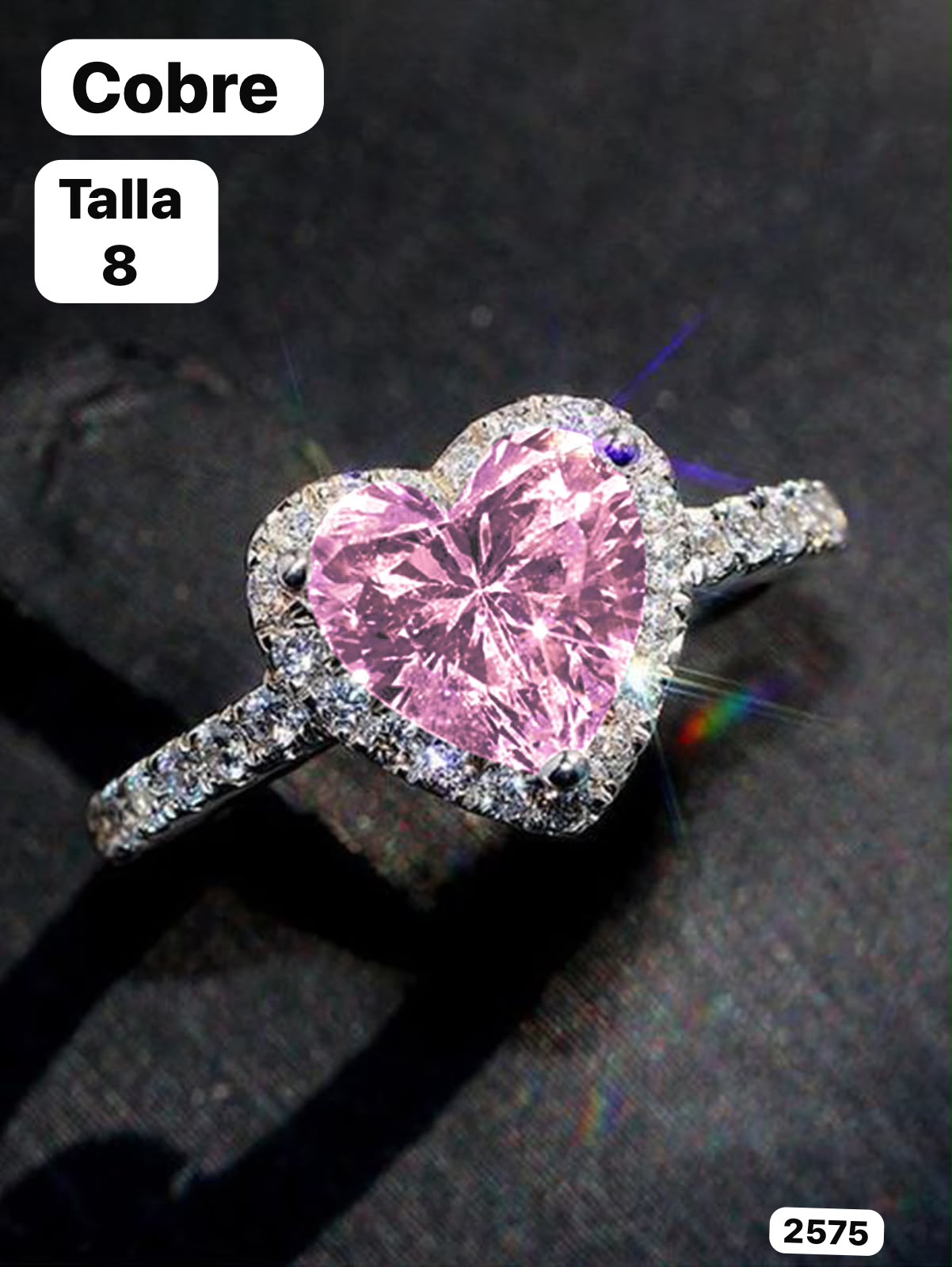 ANILLO DE COBRE CON CORAZÒN ROSA TALLA 8