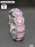 ANILLO PLATEADO CON ROSA TALLA 9