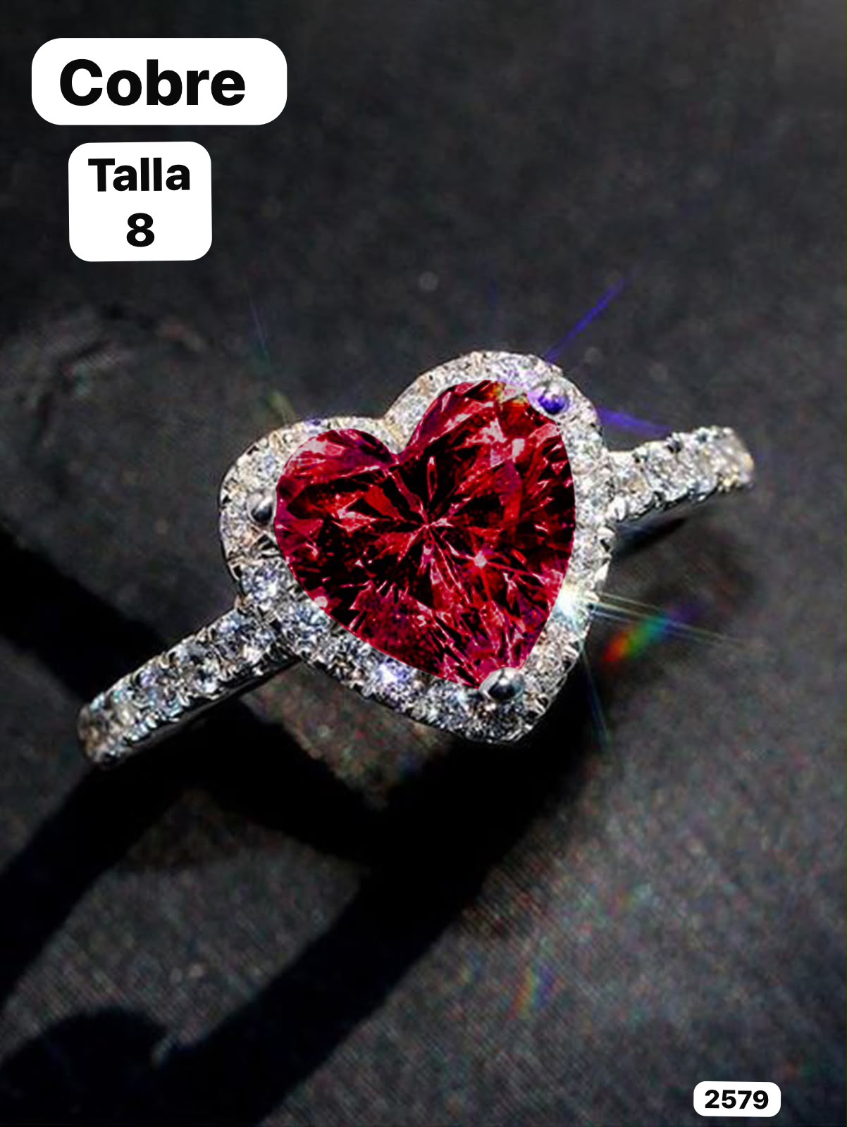 ANILLO DE COBRE CON CORAZÒN ROJA TALLA 8