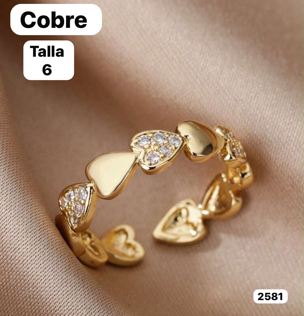 ANILLO DE COBRE DE CORAZONES TALLA 6