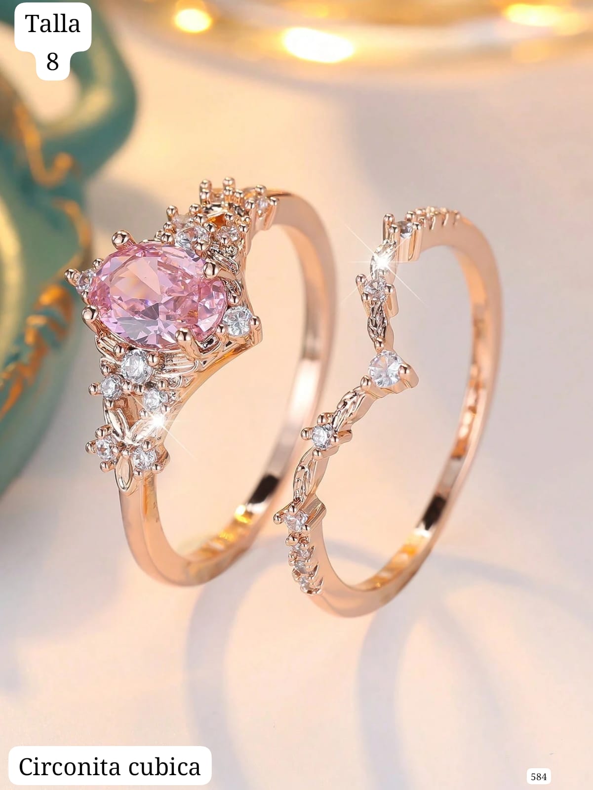 PAR DE ANILLOS DORADOS TALLA 8