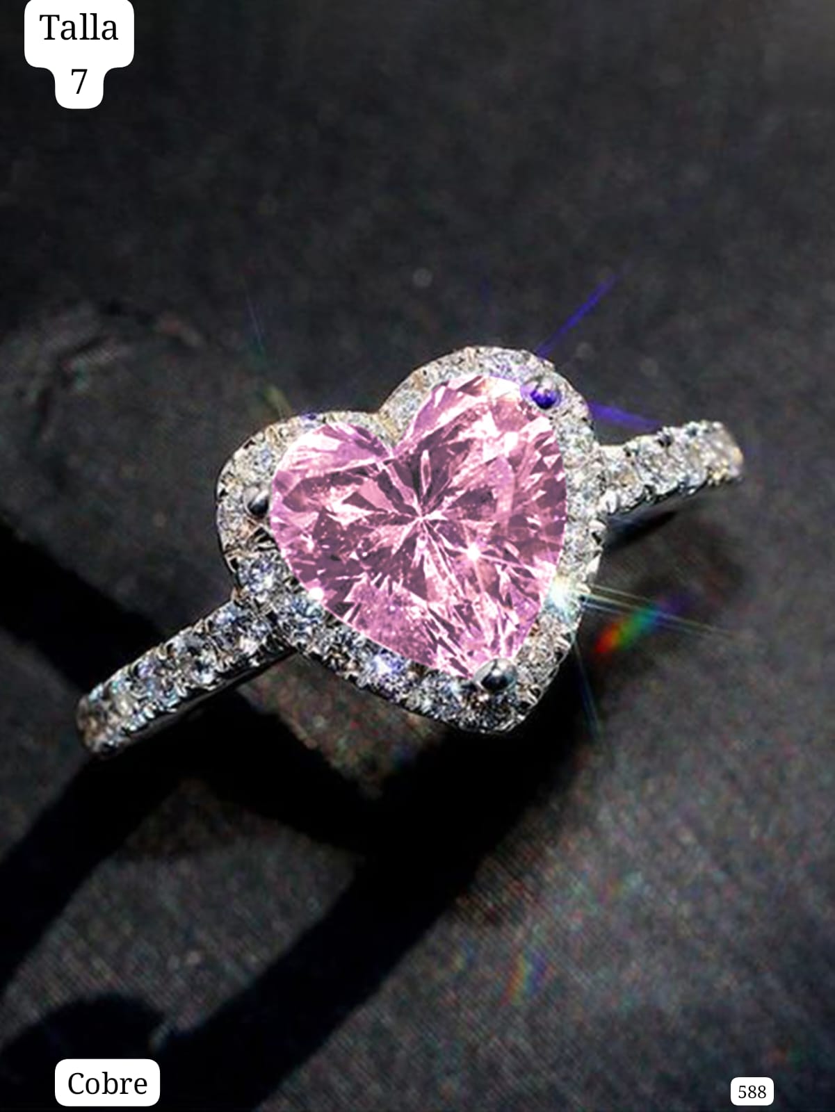 ANILLO DE COBRE CON CORAZÒN ROSA TALLA 7