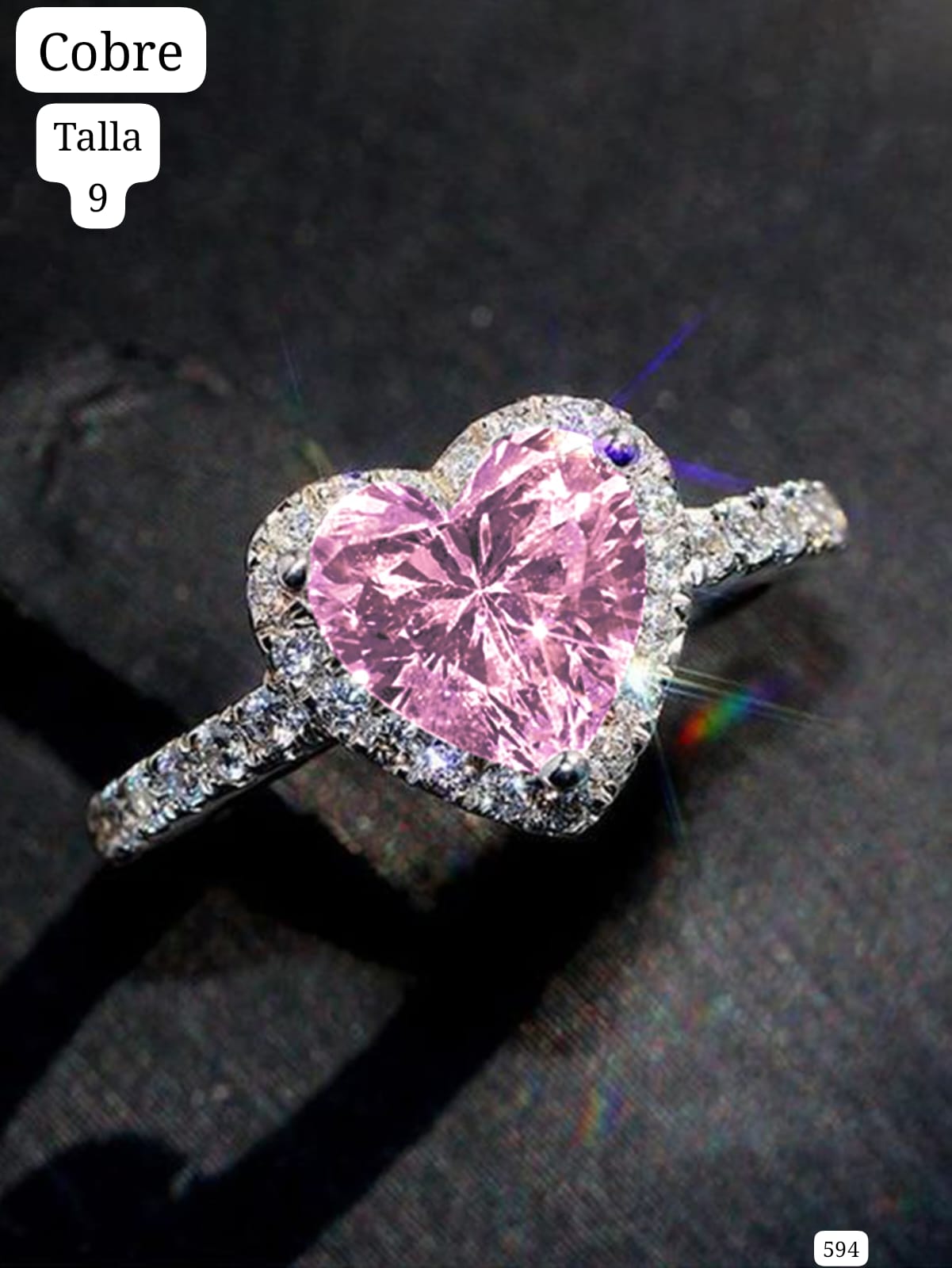 ANILLO DE COBRE CON CORAZÒN ROSA TALLA 9