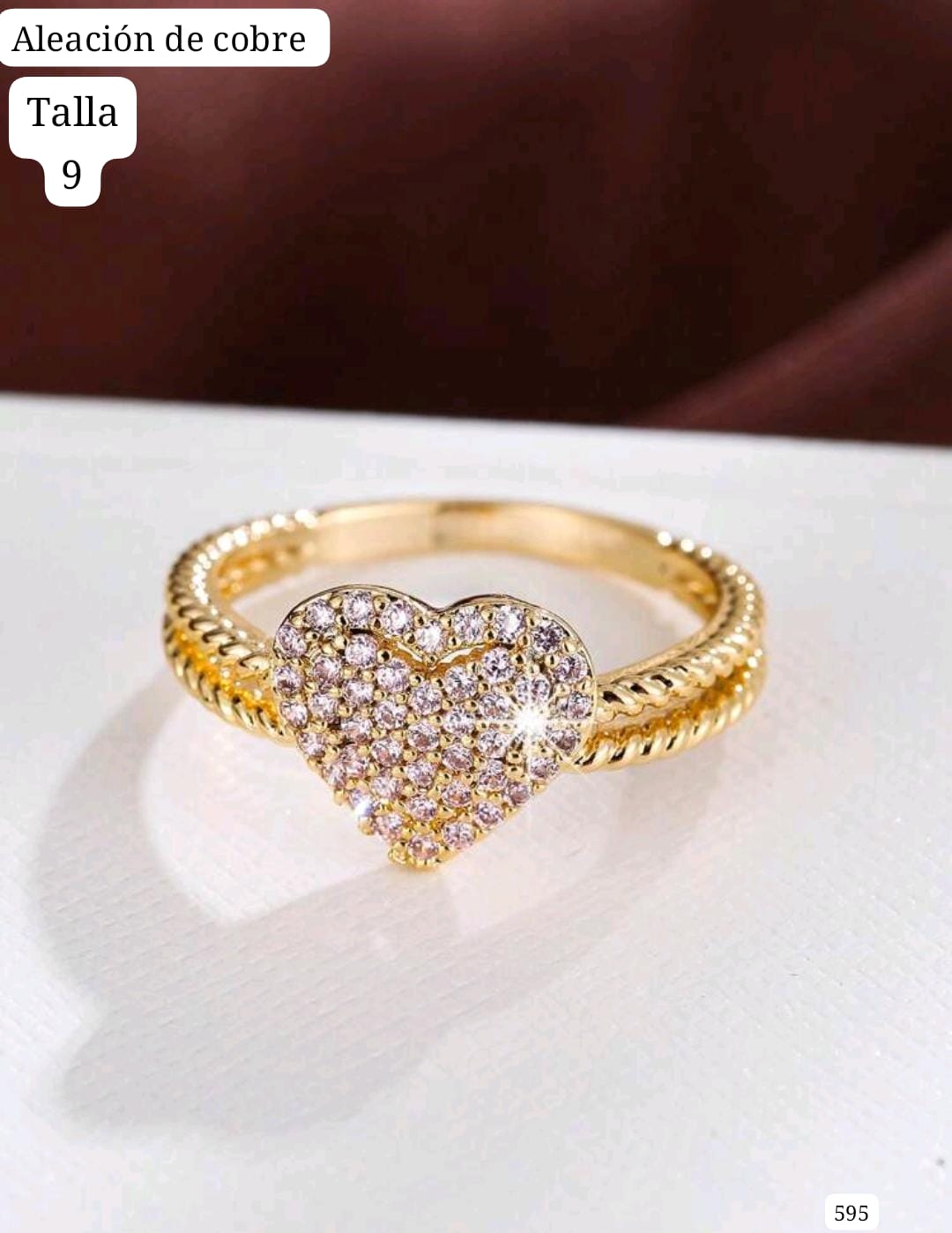 ANILLO DORADO CON CORAZÒN TALLA 9