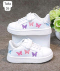 TENIS BLANCAS CON MARIPOSAS DE COLORES