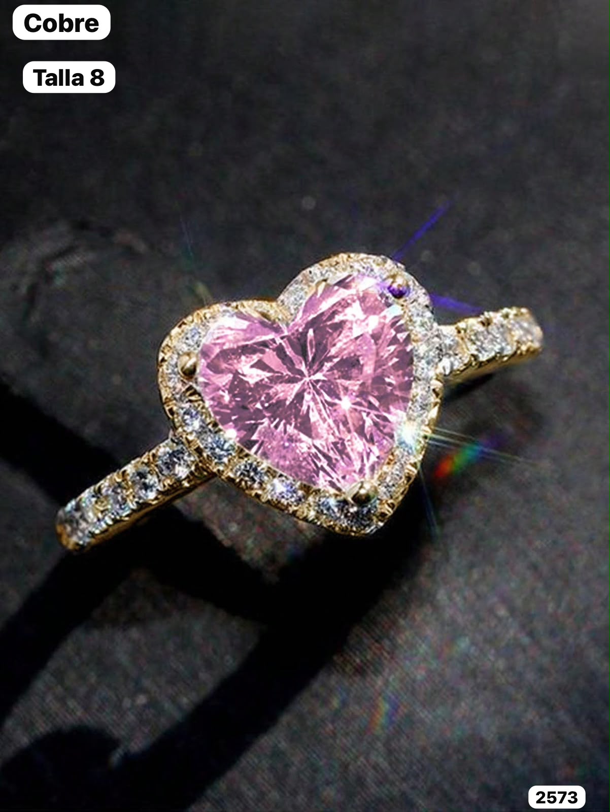 ANILLO DE COBRE CON CORAZÒN ROSA TALLA 8