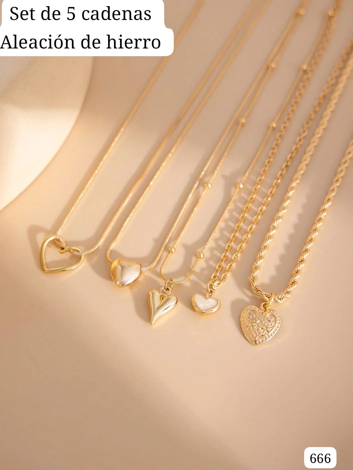 SET DE 5 CADENAS DORADAS DE MUJER