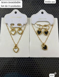 SET DE CADENA + ARETES DE CORAZÓN DOBLE USO