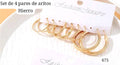 SET DE 4 PARES DE ARGOLLAS DORADAS