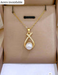 COLLAR CON PERLA BLANCA DE MUJER