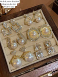 SET DE 6 PARES DE ARETES CON PERLAS DE MUJER