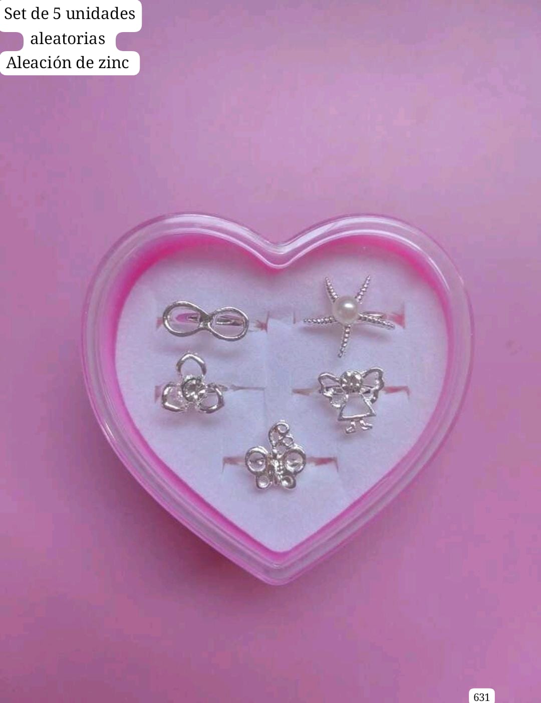 CAJITA DE CORAZÓN ANILLOS AJUSTABLES