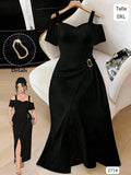 VESTIDO LARGO NEGRO DE MUJER